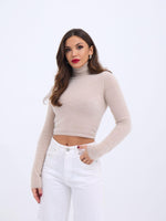 42461 STRICKWAREN SILBERNER ROLLKRAGENPULLOVER-STEIN
