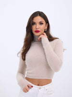 42461 STRICKWAREN SILBERNER ROLLKRAGENPULLOVER-STEIN