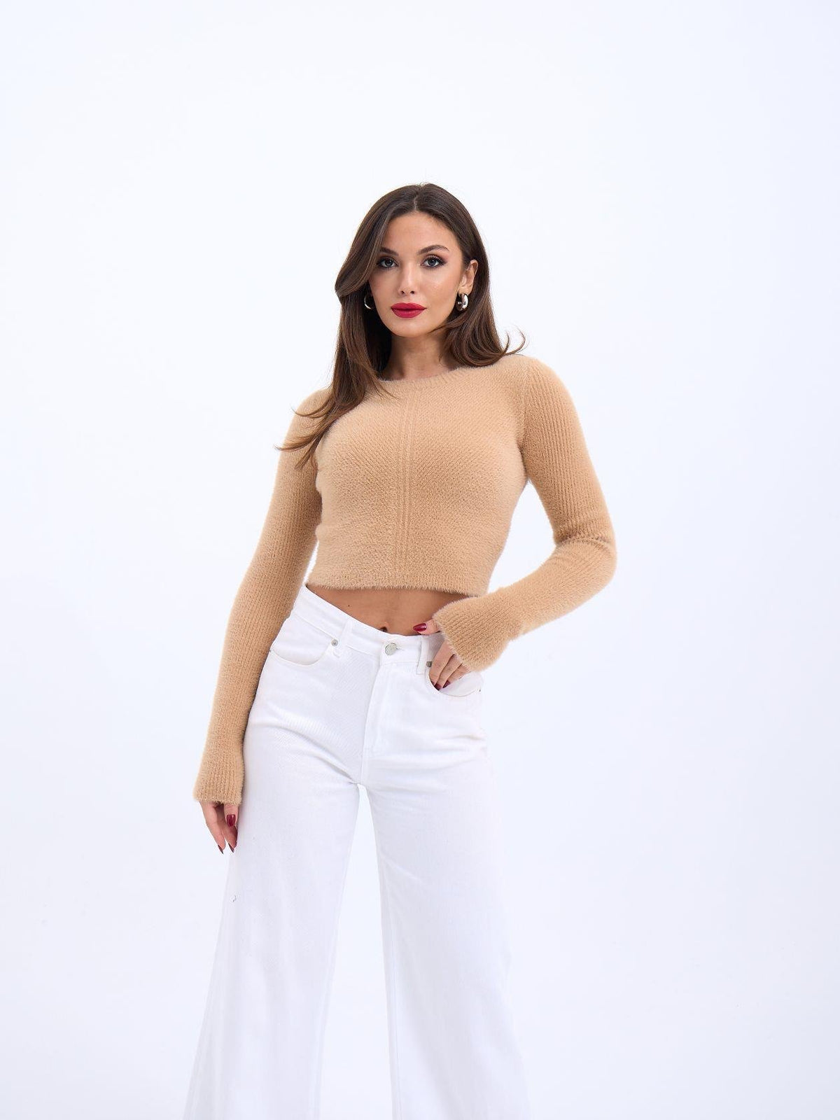 42471 STRICKWAREN KURZER PULLOVER-BEIGE