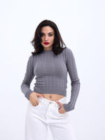 42491 STRICKWAREN KURZER PULLOVER-GRAU