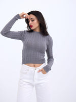 42491 STRICKWAREN KURZER PULLOVER-GRAU