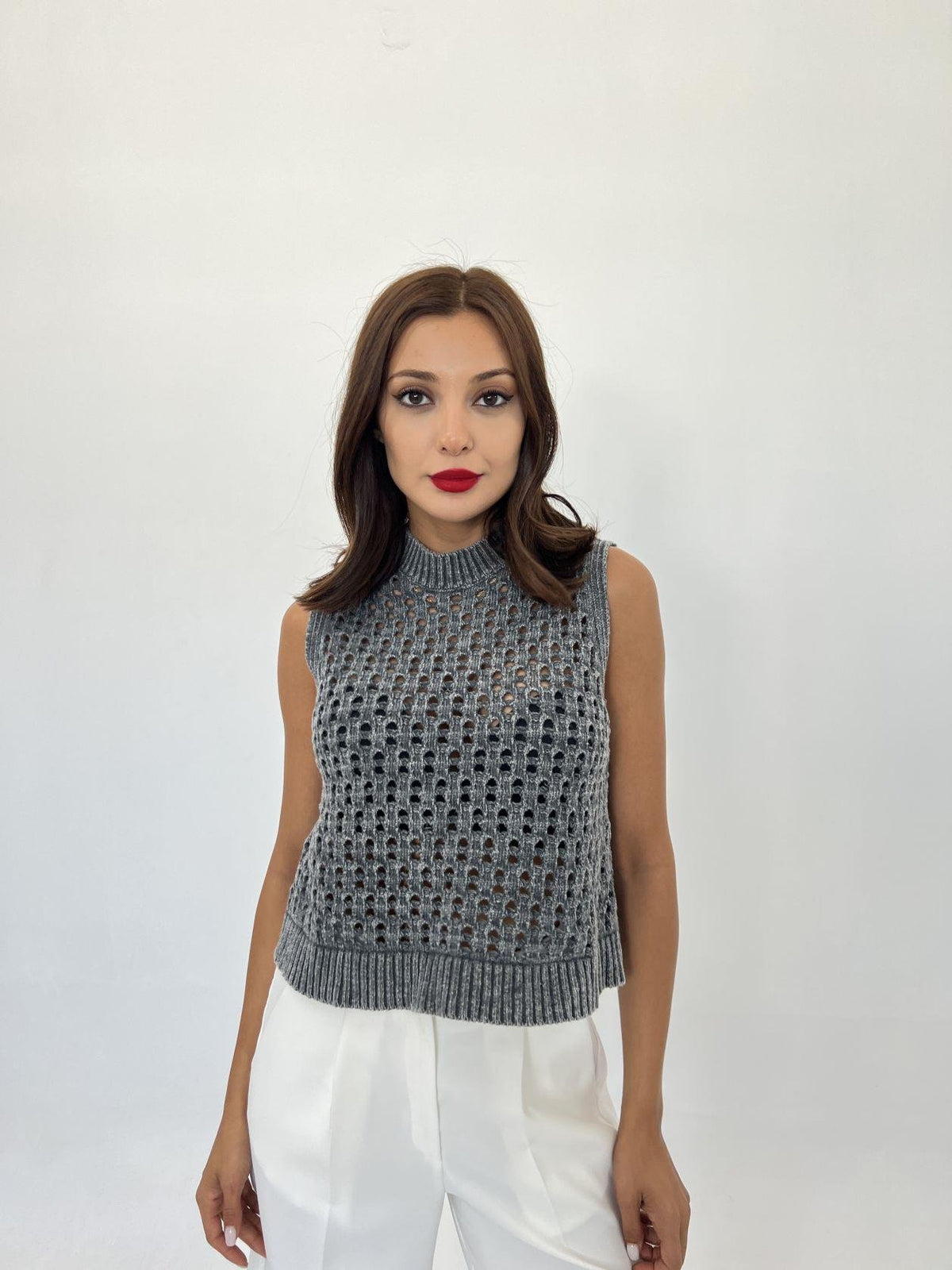 43021 STRICKNETZPULLOVER-ANTHRAZIT