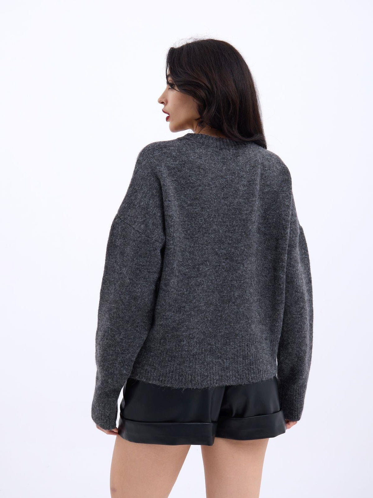43031 STRICKWAREN HALBER ROLLKRAGEN KURZPULLOVER-ANTHRAZIT