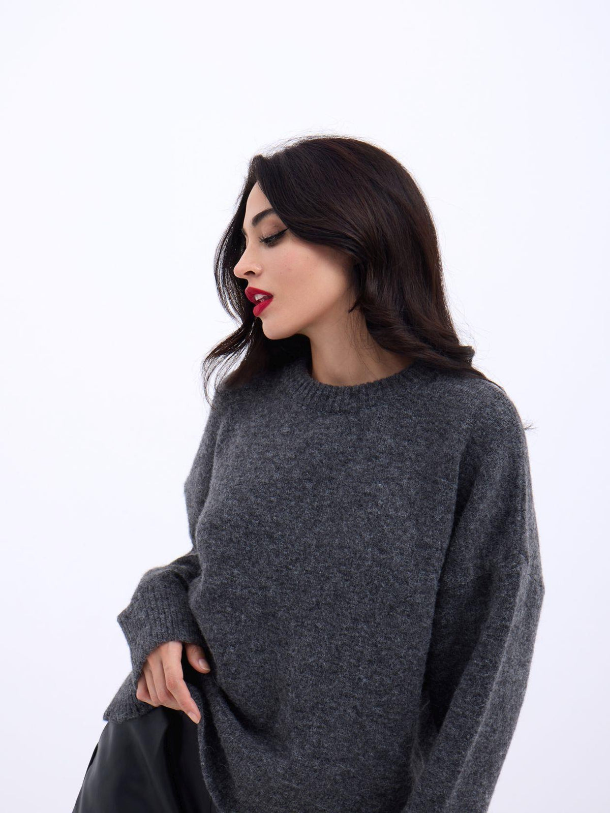 43031 STRICKWAREN HALBER ROLLKRAGEN KURZPULLOVER-ANTHRAZIT