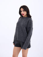 43031 STRICKWAREN HALBER ROLLKRAGEN KURZPULLOVER-ANTHRAZIT