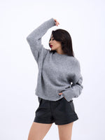 43031 STRICKWAREN HALB TÜRKISCHER KURZPULLOVER - GRAU