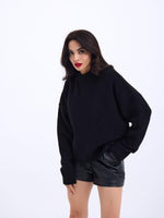 43031 STRICKWAREN HALBER ROLLKRAGEN KURZER PULLOVER-SCHWARZ
