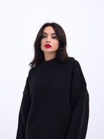 43031 STRICKWAREN HALBER ROLLKRAGEN KURZER PULLOVER-SCHWARZ