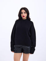 43031 STRICKWAREN HALBER ROLLKRAGEN KURZER PULLOVER-SCHWARZ