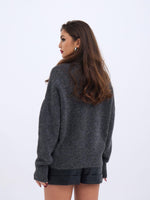 43041 STRICKPULLOVER MIT RUNDHALSKRAGEN-ANTHRAZIT