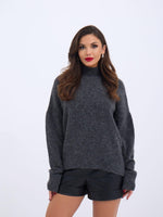 43041 STRICKPULLOVER MIT RUNDHALSKRAGEN-ANTHRAZIT