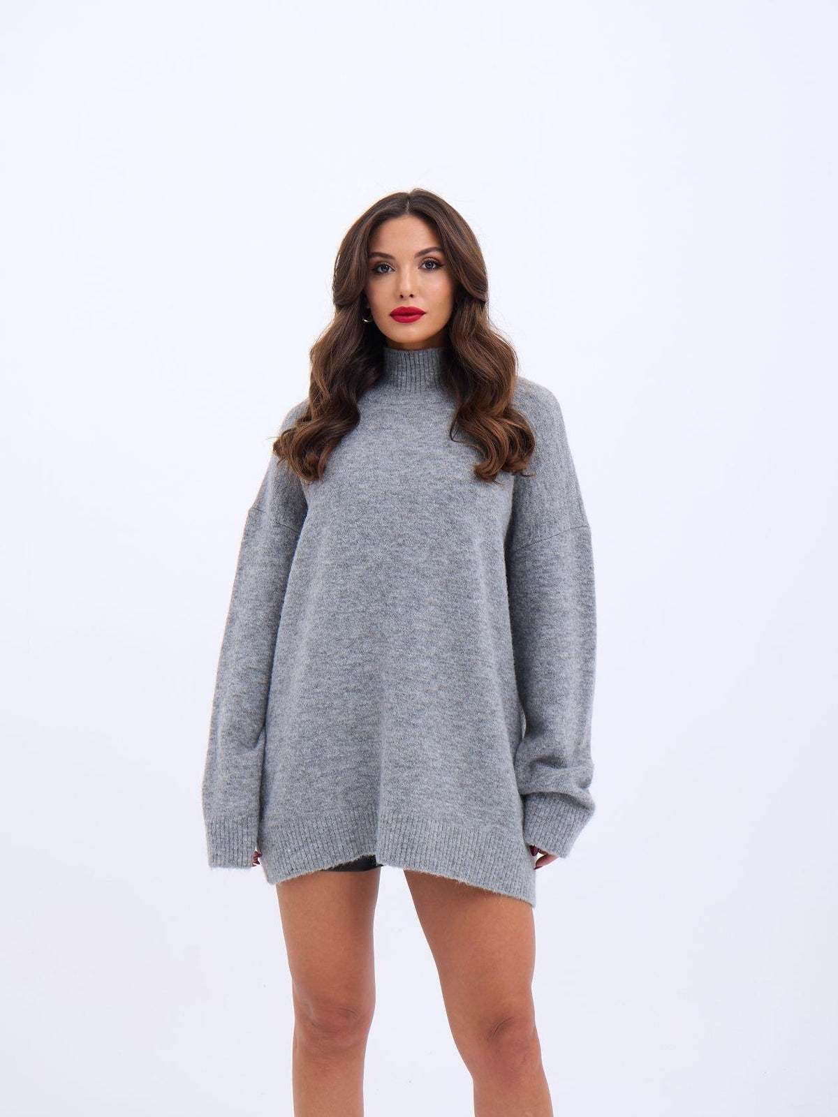 43061 STRICKWAREN HALBTURKISCHER PULLOVER-GRAU