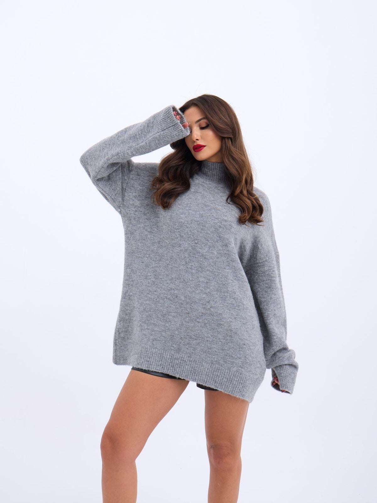 43061 STRICKWAREN HALBTURKISCHER PULLOVER-GRAU