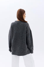 43071 STRICKWAREN LOCKERER PULLOVER MIT RUNDHALSKRAGEN-ANTHRAZIT