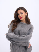 43201 STRICKWAREN RIPS SALASI PULLOVER-ANTHRAZIT