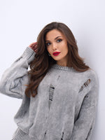 43201 STRICKWAREN RIPS SALASI PULLOVER-GRAU