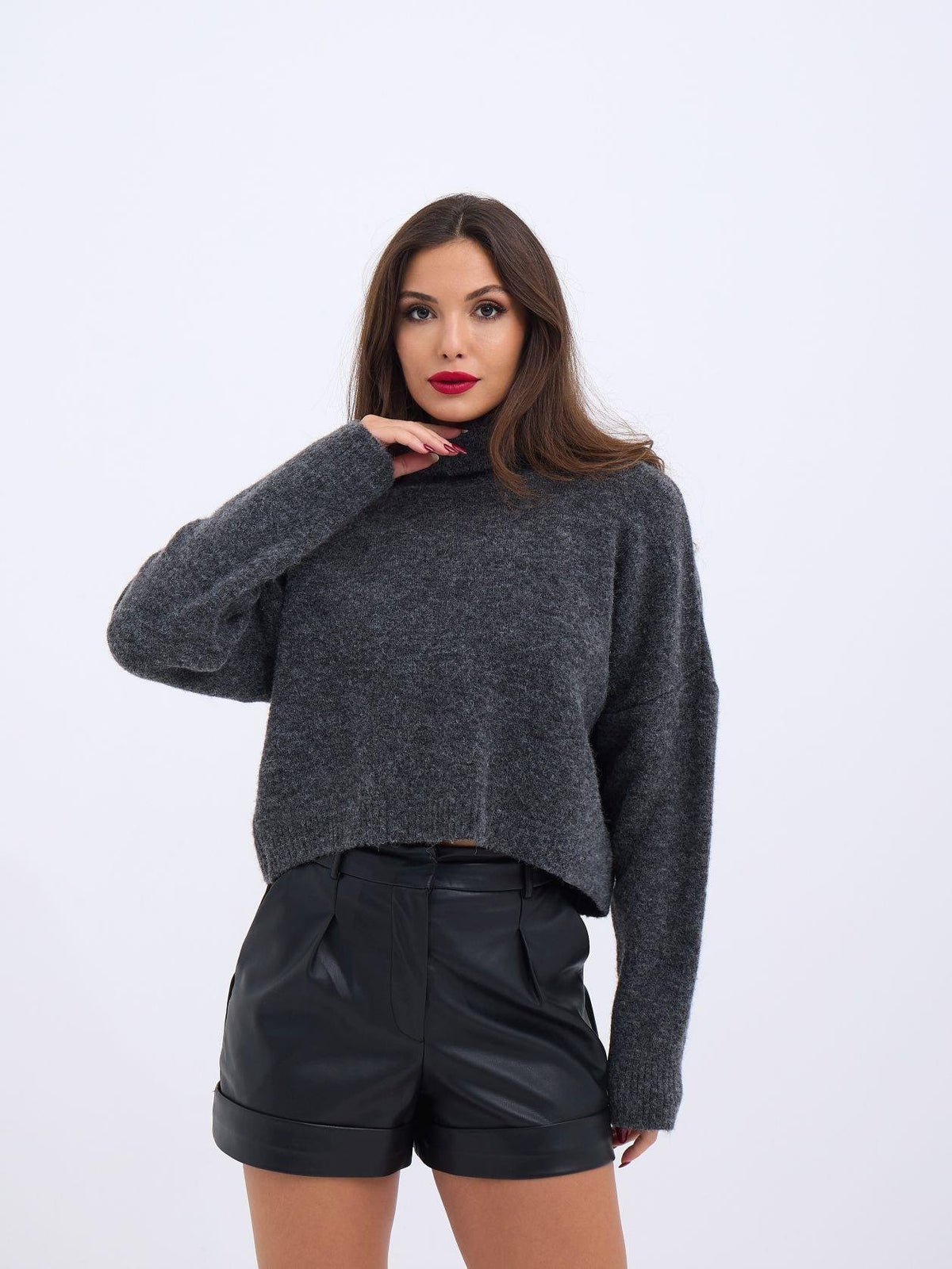 43211 STRICKWAREN FISCHEREIPULLOVER-ANTHRAZIT