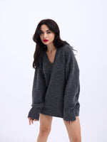 43281 STRICKWAREN V-AUSSCHNITT SALASH-ANTHRAZIT