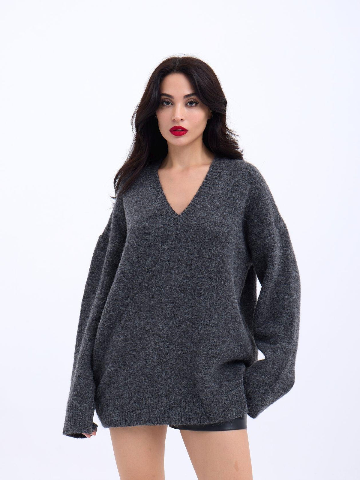 43281 STRICKWAREN V-AUSSCHNITT SALASH-ANTHRAZIT