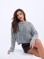 43331 STRICKWAREN HAARSTRICKPULLOVER-GRAU