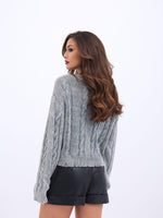43331 STRICKWAREN HAARSTRICKPULLOVER-GRAU