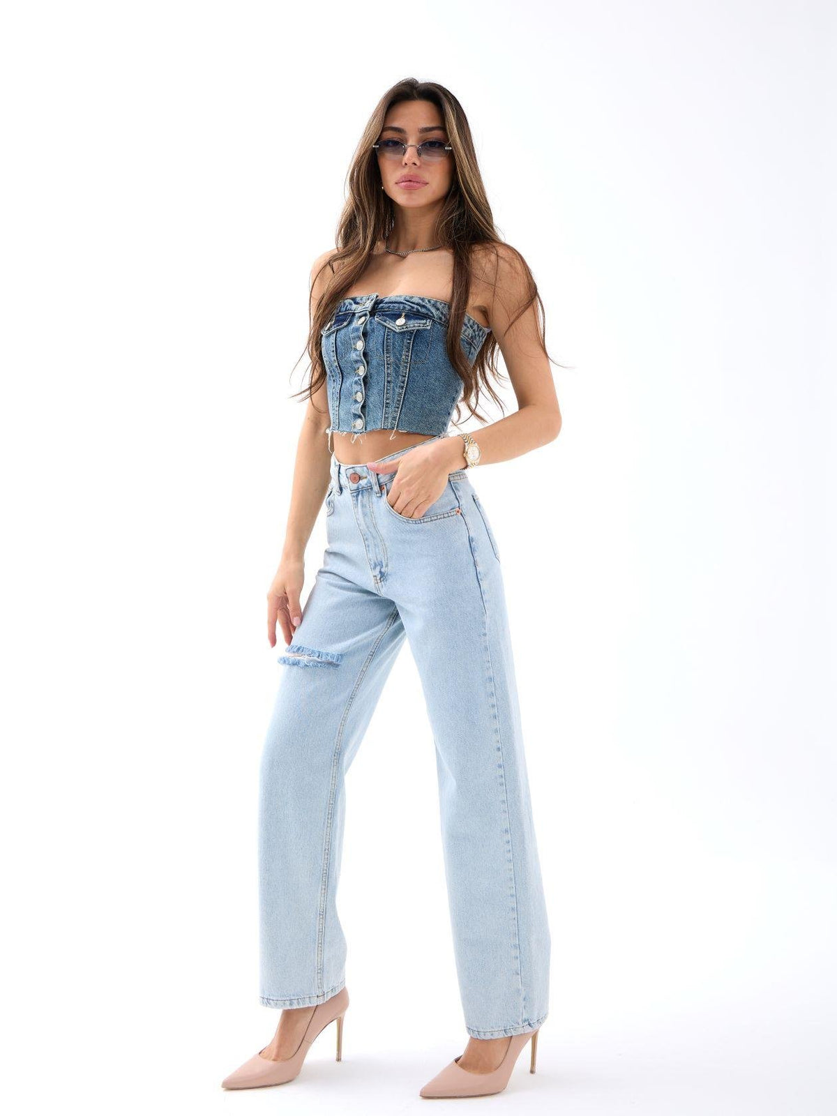 6491 DENIM WIDE LEG-HELLBLAU