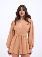 6528 Kamelfarbenes Jumpsuit-Kleid