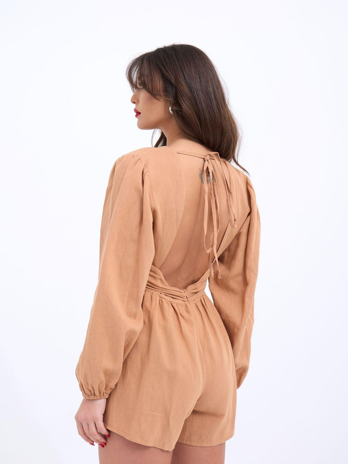 6528 Kamelfarbenes Jumpsuit-Kleid