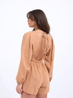 6528 Kamelfarbenes Jumpsuit-Kleid