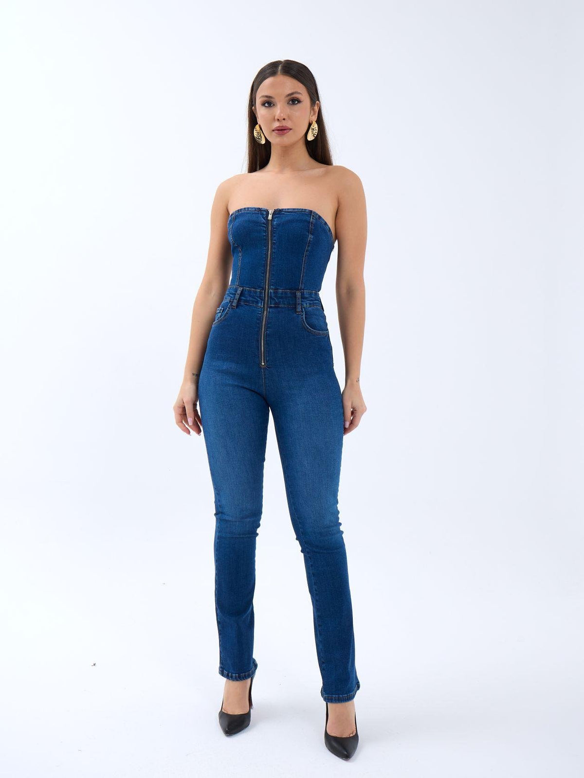 6803 Jeans-Overalls – Blau