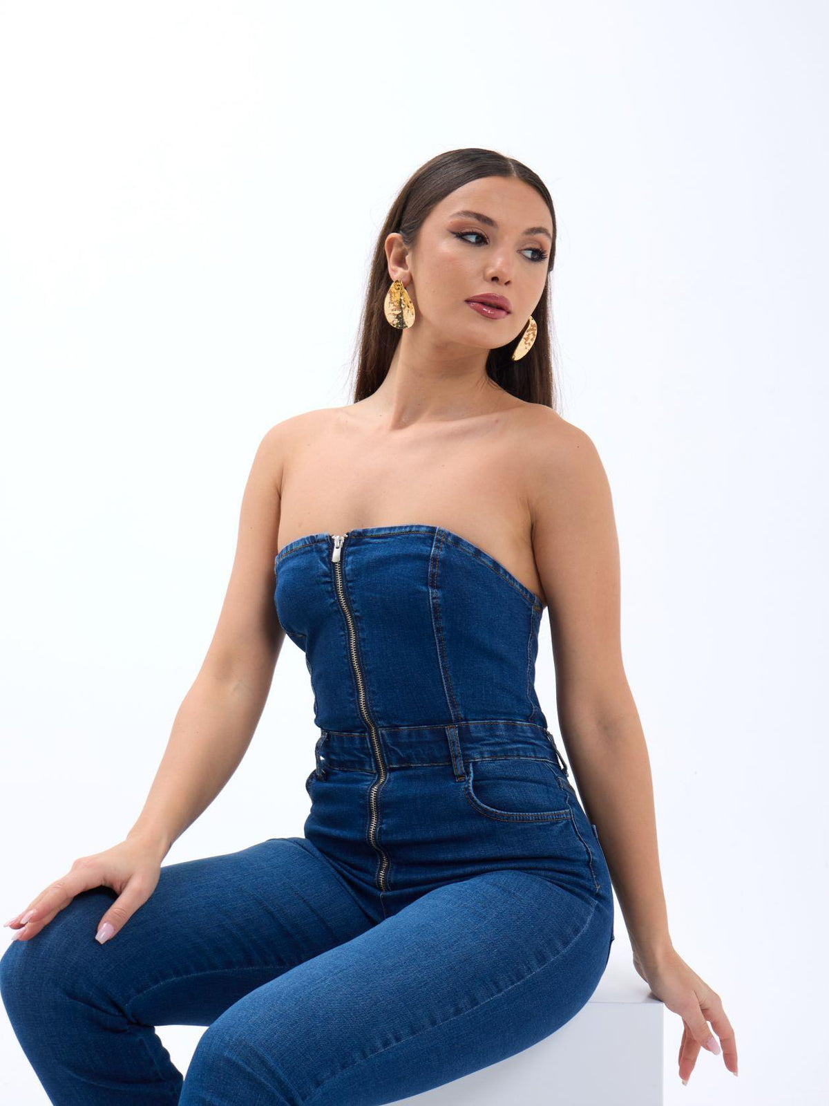 6803 Jeans-Overalls – Blau