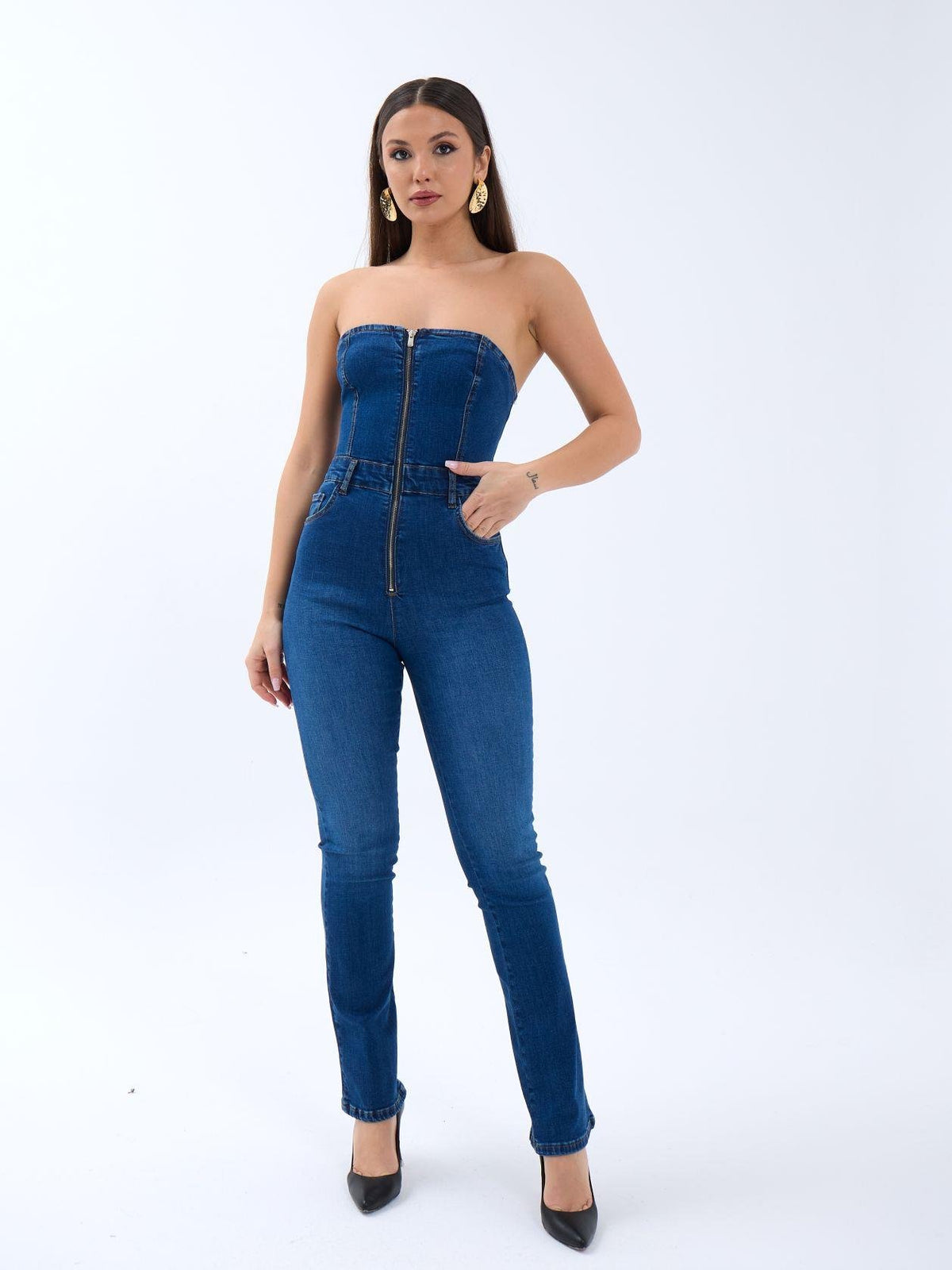 6803 Jeans-Overalls – Blau
