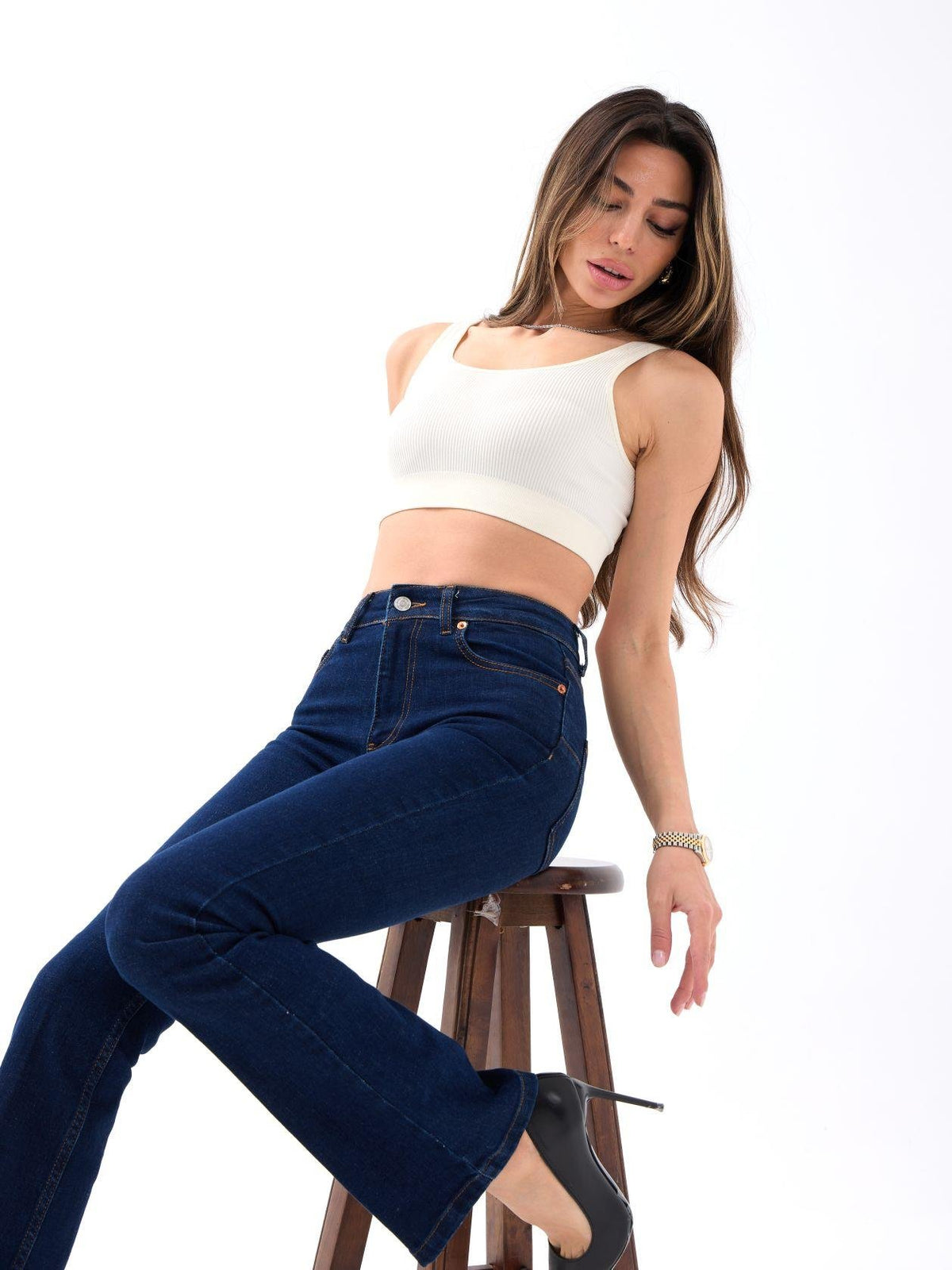 6895 FLARE DENIM-DUNKELBLAU