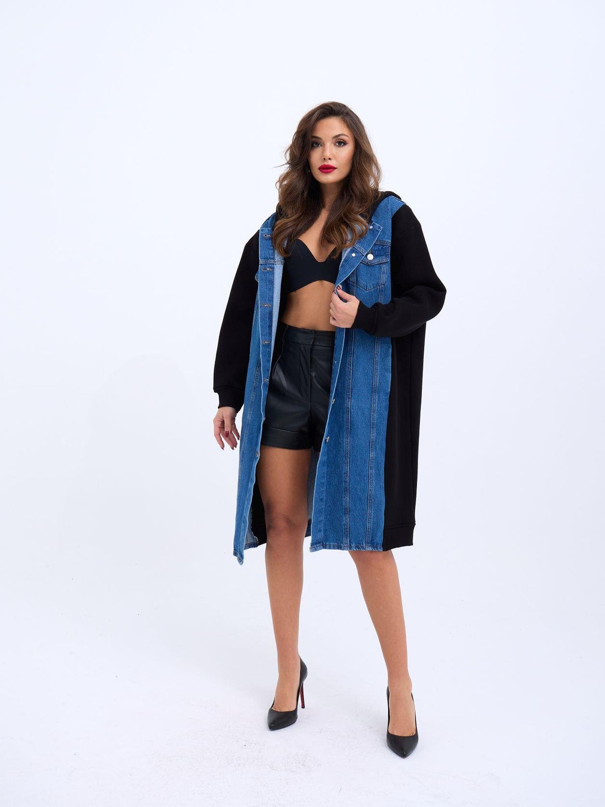 7188 LANGE JEANSJACKE-SCHWARZ