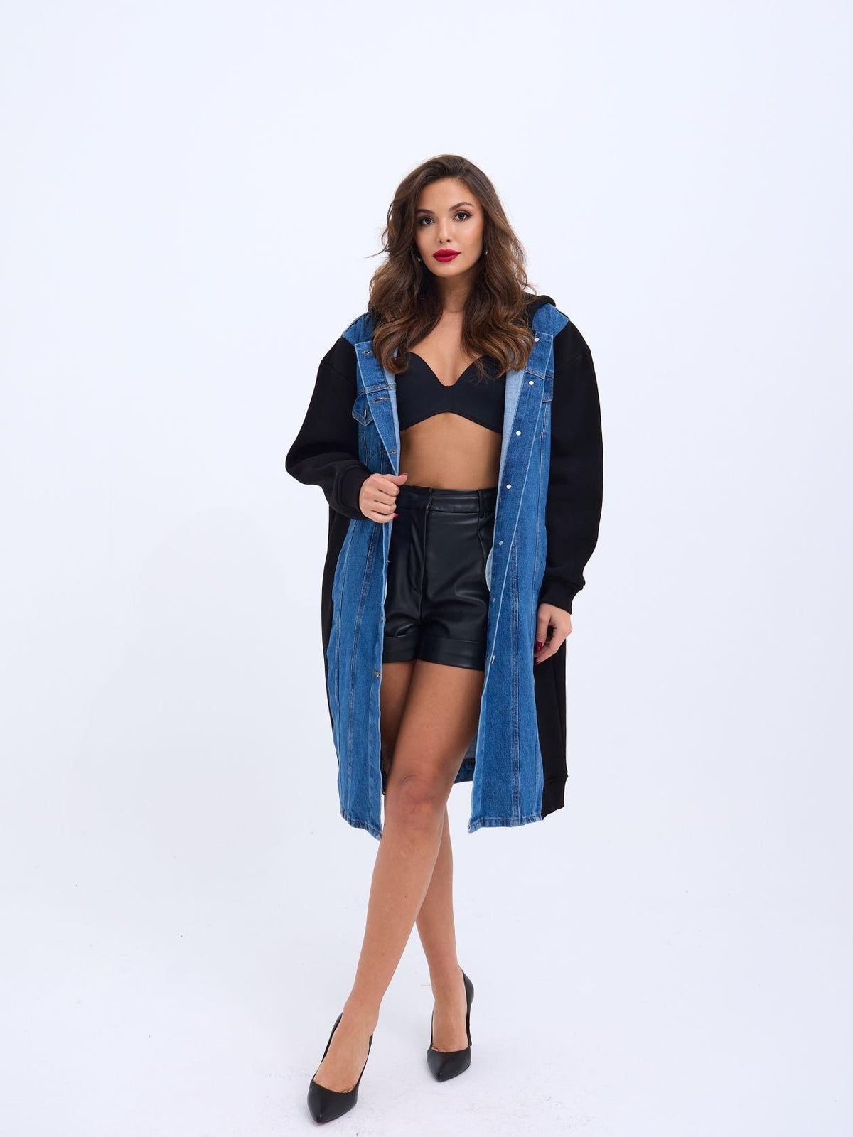 7188 LANGE JEANSJACKE-SCHWARZ