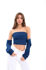 7357 DENIM CROP-BLAU