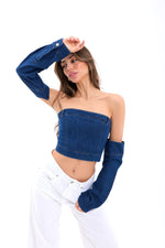 7357 DENIM CROP-BLAU
