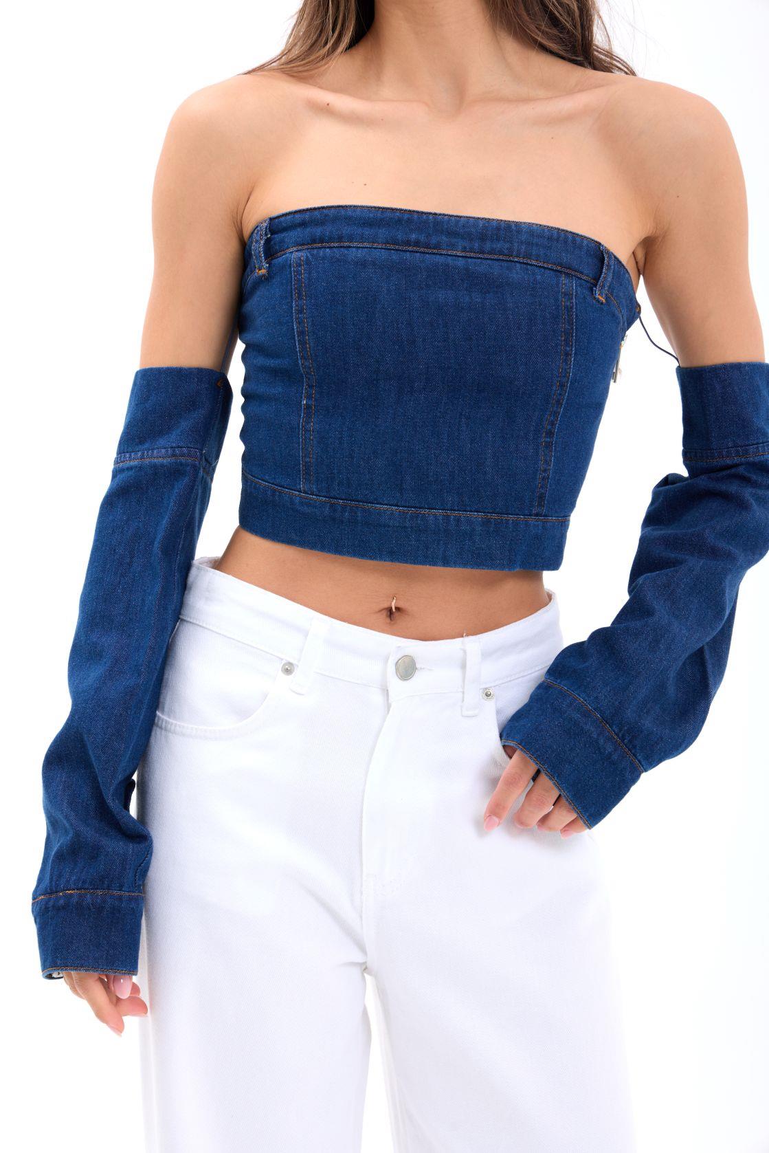 7357 DENIM CROP-BLAU