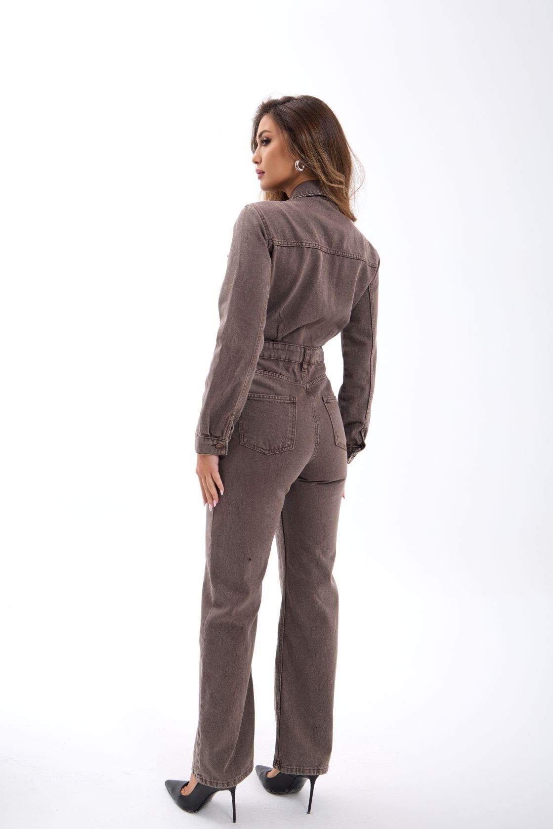 7496 Jeans-Overalls – Braun