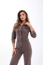 7496 Jeans-Overalls – Braun