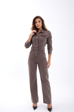 7496 Jeans-Overalls – Braun
