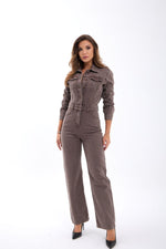 7496 Jeans-Overalls – Braun