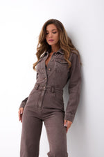 7496 Jeans-Overalls – Braun
