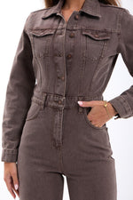 7496 Jeans-Overalls – Braun