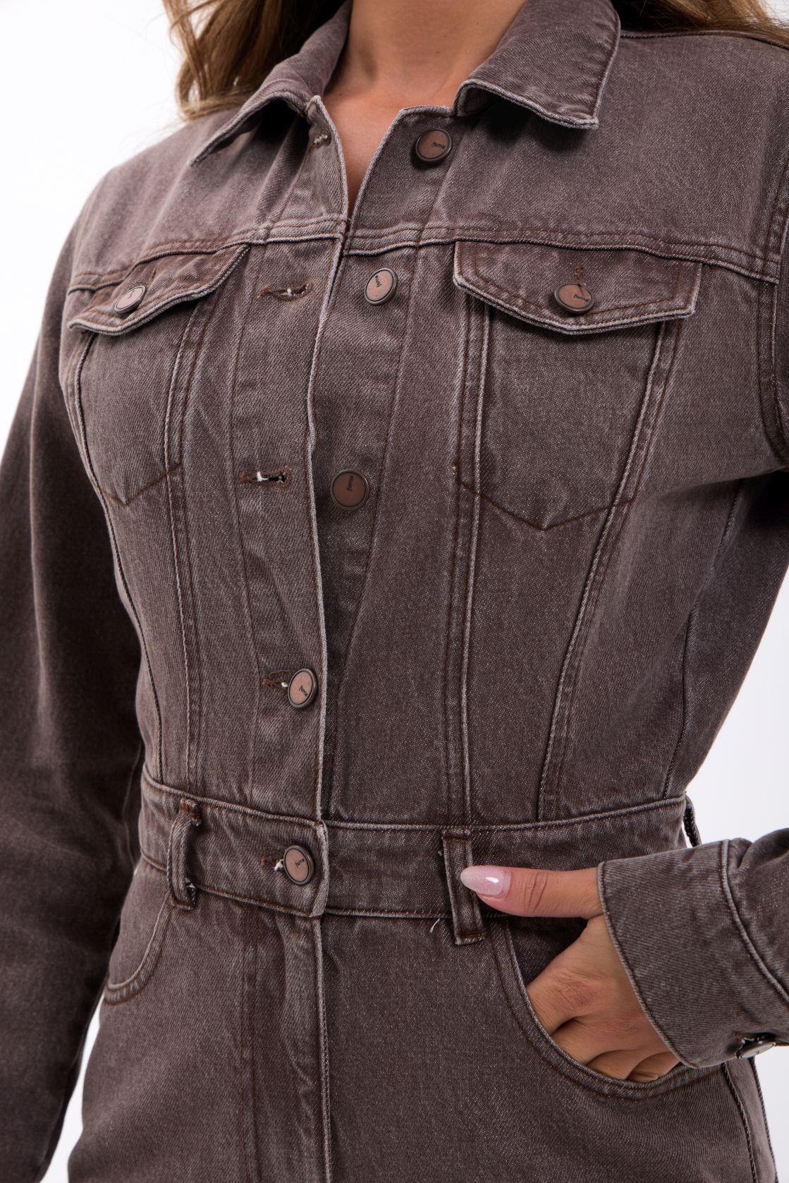 7496 Jeans-Overalls – Braun