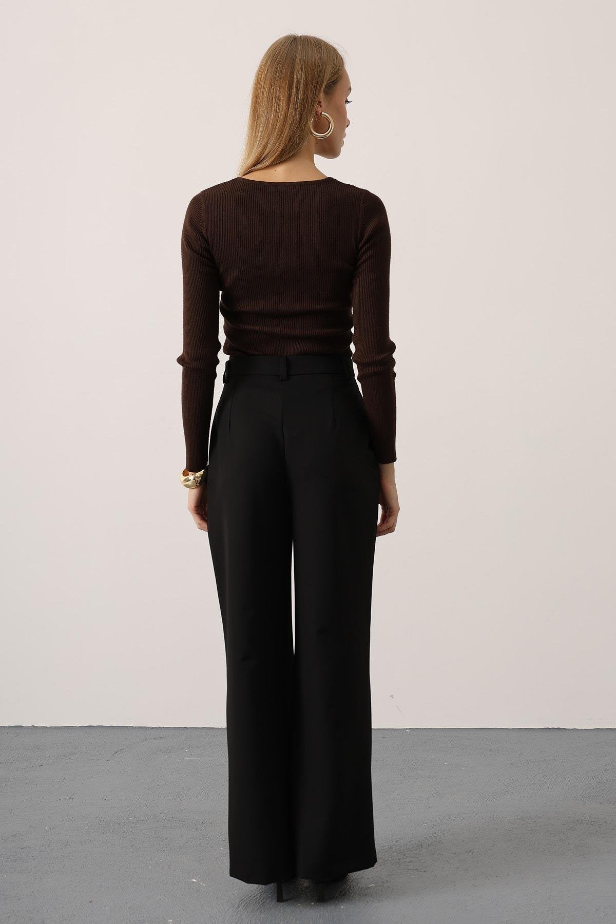 MELANJ PLAZZO PANTOLON - Siyah