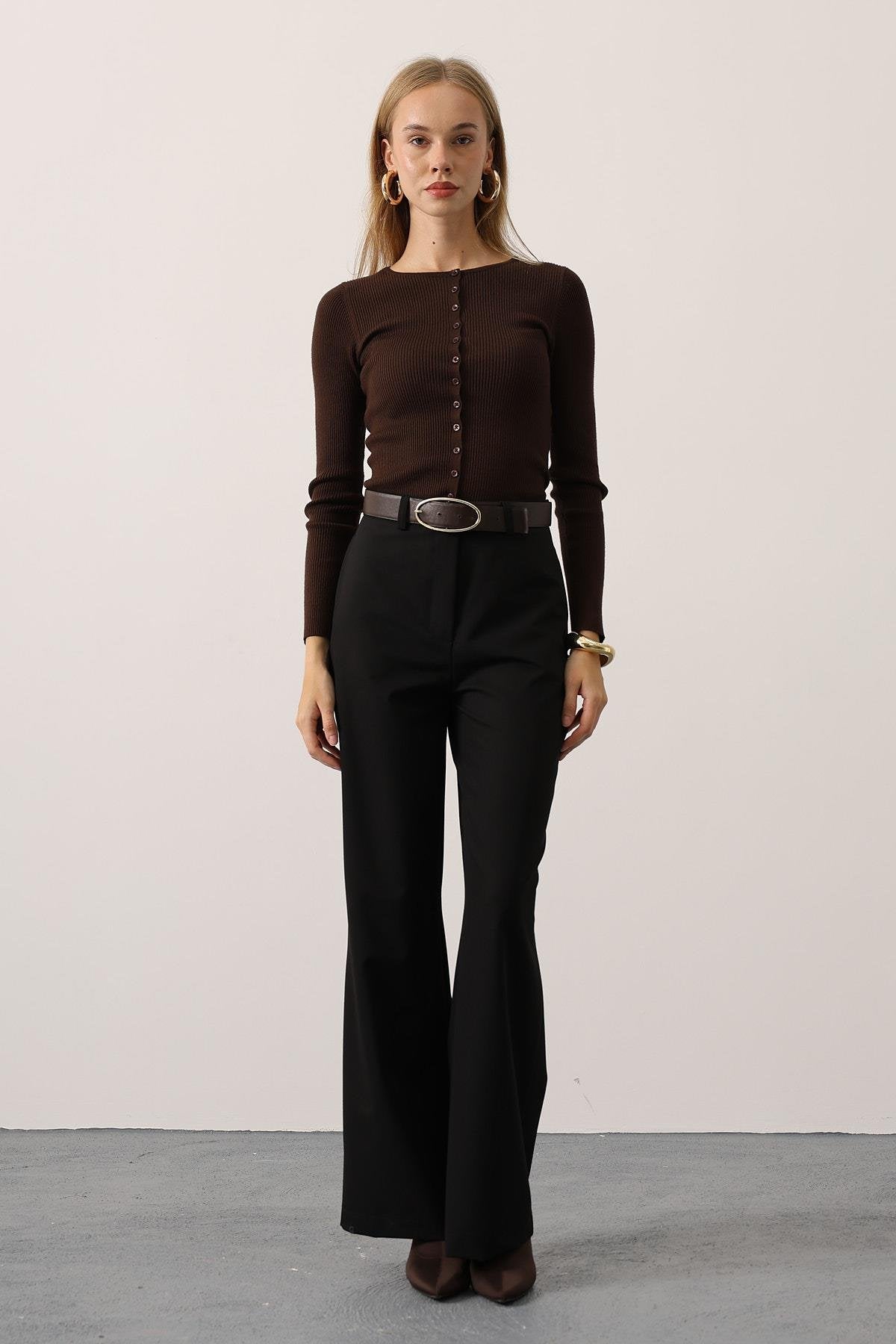 MELANJ PLAZZO PANTOLON - Siyah