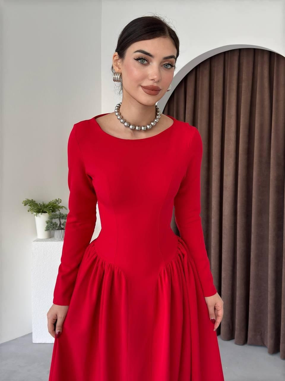 Arnas Oval Büzgülü Elbise