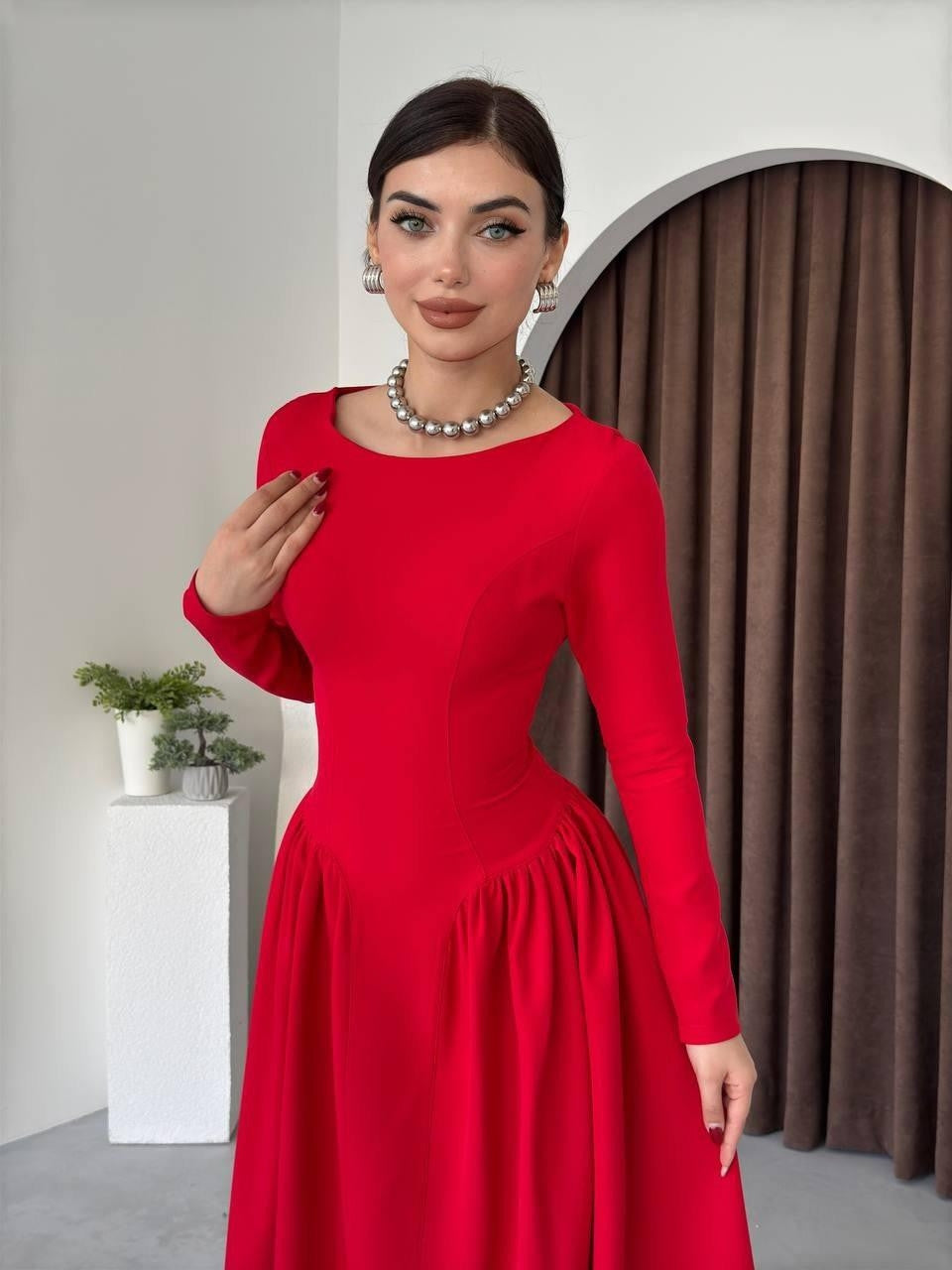 Arnas Oval Büzgülü Elbise