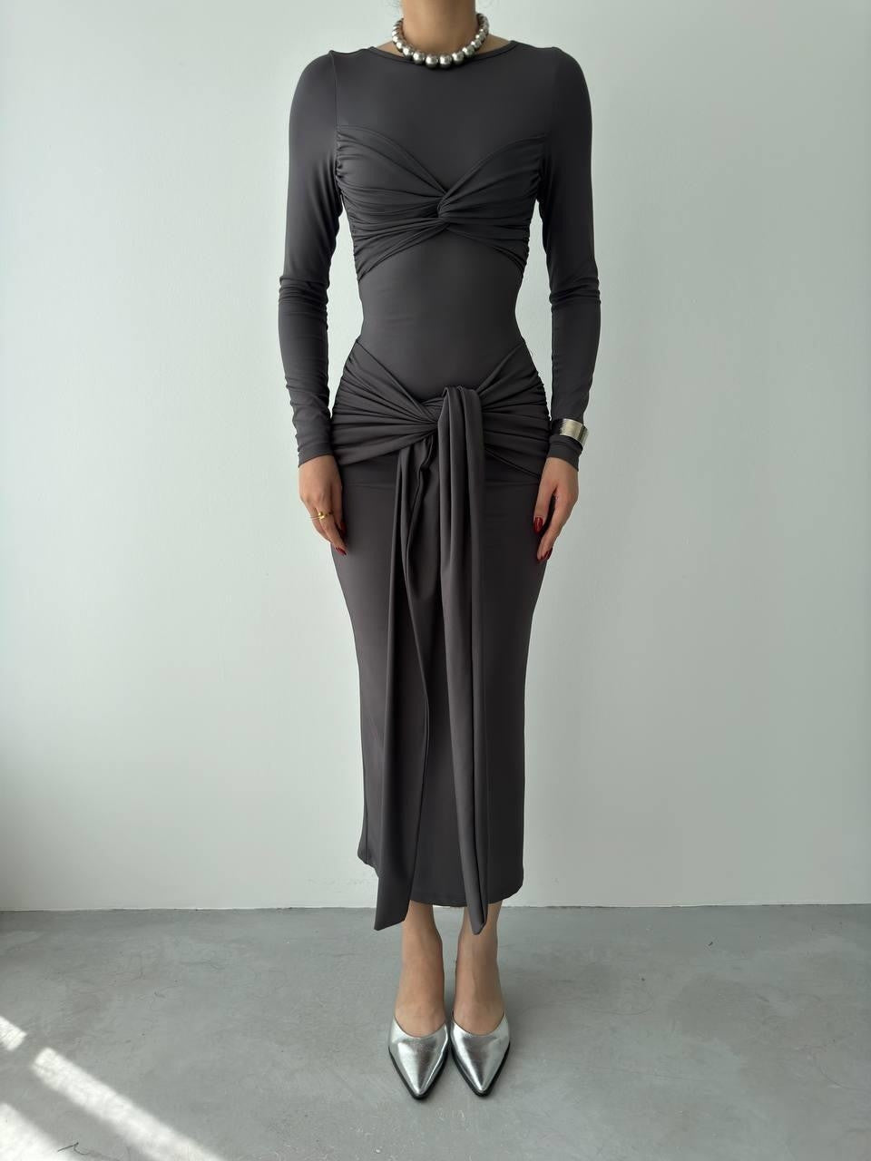 Bergamo Kleid mit Bindeband vorne 